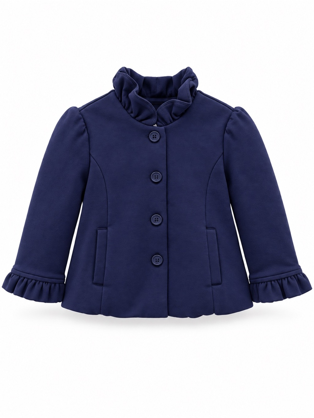 Janie and Jack Navy Ruffle-Trim Pea Coat